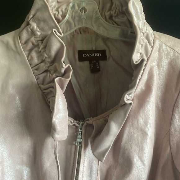 Pink Ruffled Danier Leather Jacket - Picture 2 of 9